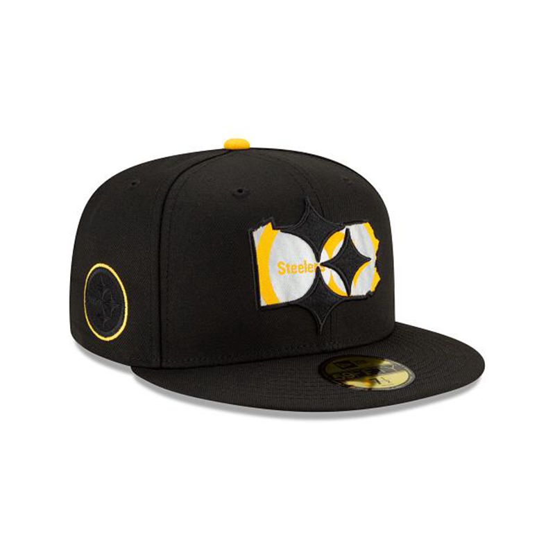 NFL Pittsburgh Steelers State Logo Reflect 59Fifty Fitted (AXK3160) - Black New Era Caps